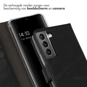 Selencia Echt Lederen Bookcase Samsung Galaxy S22 - Zwart