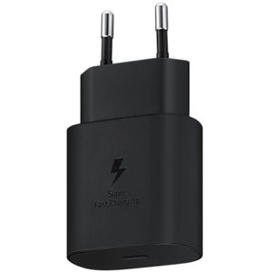 Samsung Originele USB-C naar USB-C kabel - 1 meter - 25 Watt - Zwart + Originele Fast Charging Adapter USB-C Oplader - In Fabrieksverpakking - 25 Watt - Zwart