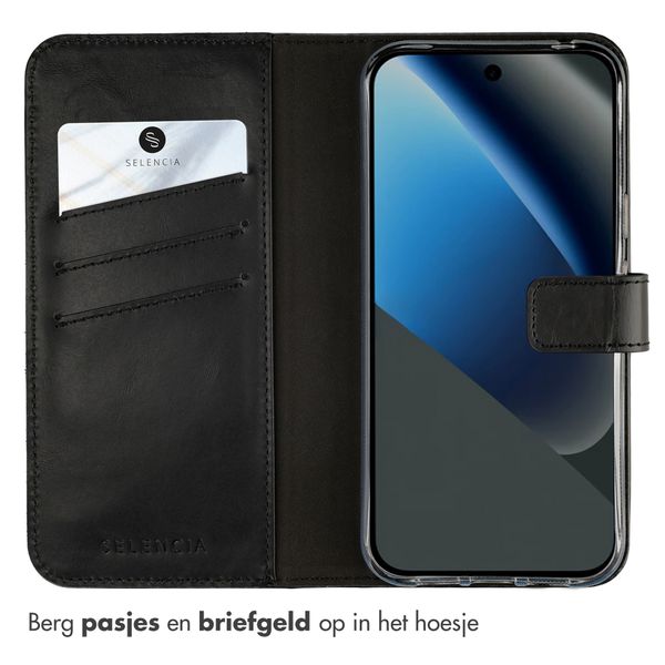 Selencia Echt Leren Bookcase Google Pixel 10a - Zwart