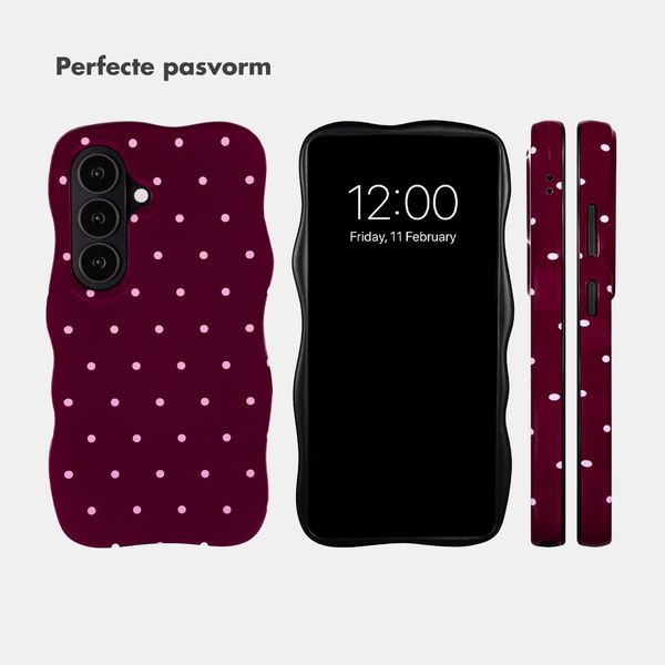 Selencia Vivid Wavy Backcover met MagSafe Samsung Galaxy S26 - Happy Dots Burgundy