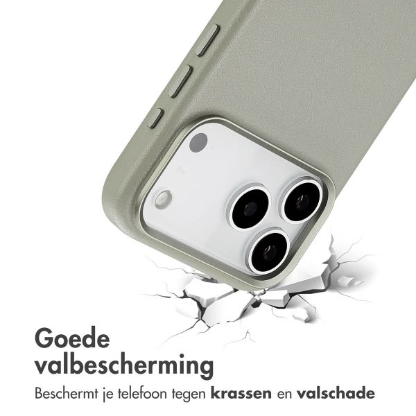 Accezz MagSafe Leather Backcover Apple iPhone 17 Pro Max - Lichtgrijs