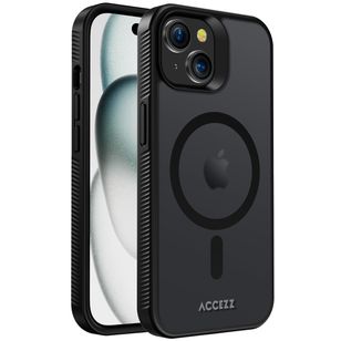 Accezz Rugged Frosted MagSafe Backcover iPhone 15 - Zwart
