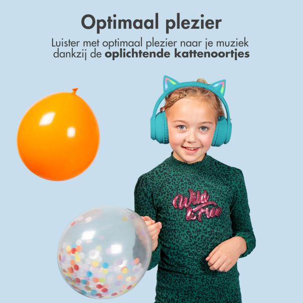 imoshion Draadloze Kinderkoptelefoon LED Light Cat Ear - Met AUX kabel - Lichtblauw