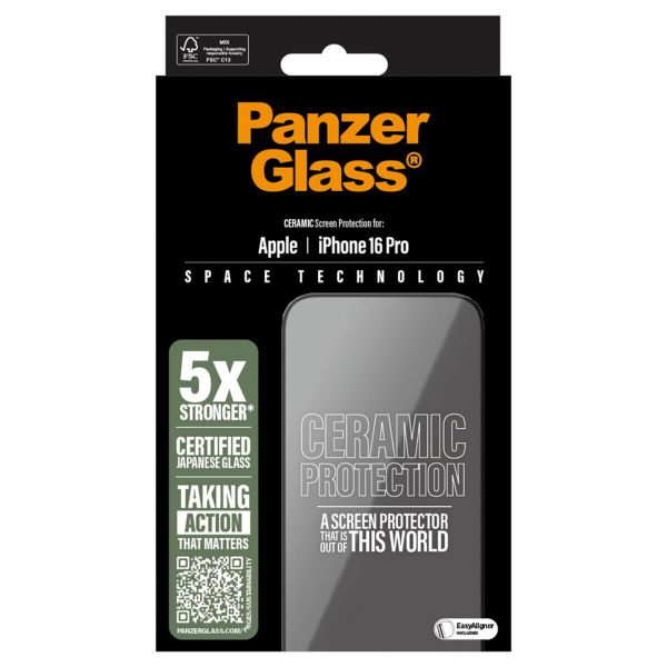 PanzerGlass Ceramic Screenprotector met applicator iPhone 16 Pro