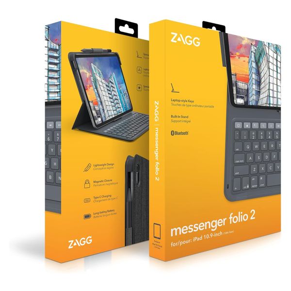 ZAGG Messenger Folio 2 Keyboard Case Apple iPad 11 (2025) 11 inch A16 / iPad 10 (2022) 10.9 inch - QWERTZ / DE - Zwart