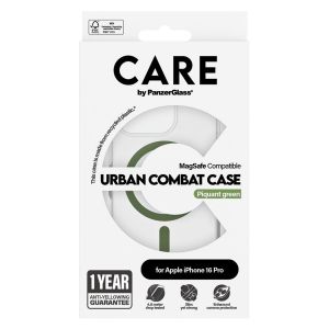 CARE by PanzerGlass Urban Combat Case MagSafe iPhone 16 Pro - Transparant / Groen