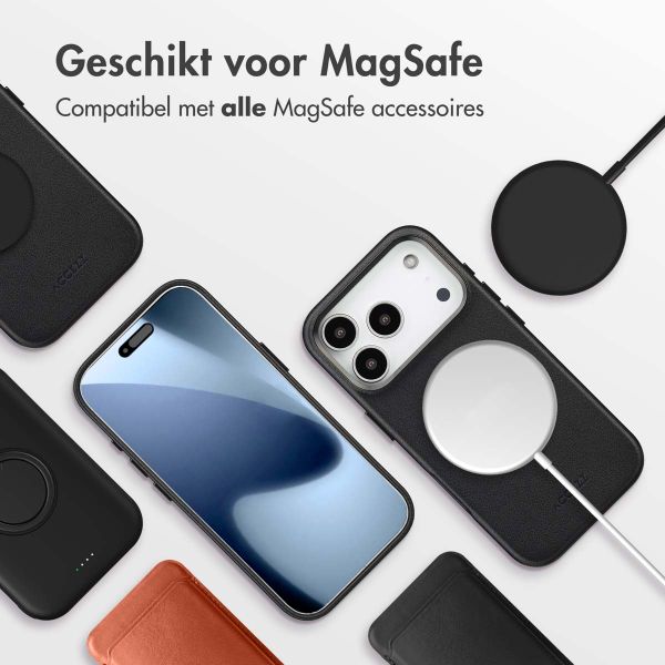 Accezz Echt leren hoesje + MagSafe Wallet Apple iPhone 17 Pro Max - Onyx Black