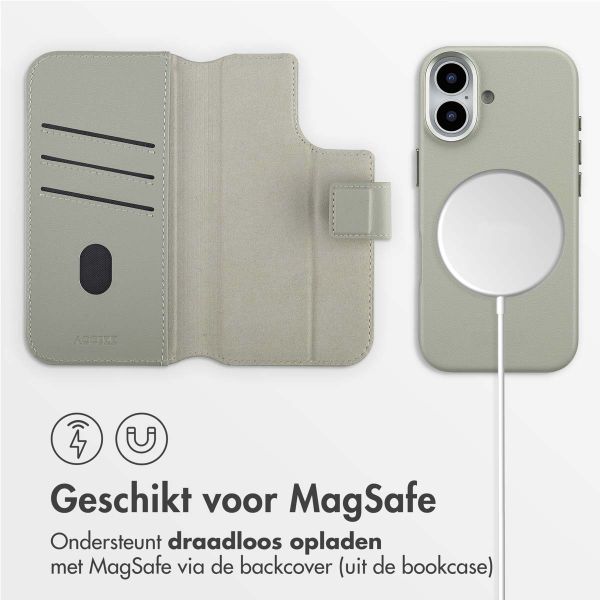 Accezz Leather Bookcase 2-in-1 met MagSafe Apple iPhone 17 - Lichtgrijs