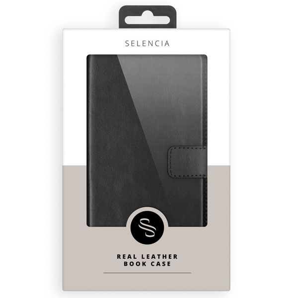 Selencia Echt Leren Bookcase Samsung Galaxy A8 (2018) - Zwart