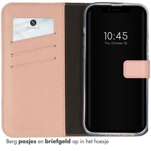 Selencia Echt Lederen Bookcase iPhone 14 - Dusty Pink