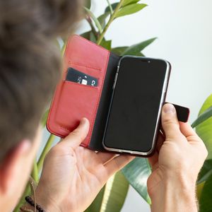 Selencia Echt Lederen Bookcase iPhone Xr - Rood