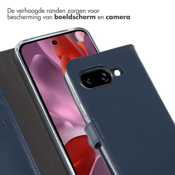 Selencia Echt Lederen Bookcase Google Pixel 9A - Blauw