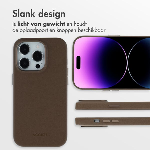 Accezz MagSafe Leather Backcover Apple iPhone 14 Pro - Coffee Brown