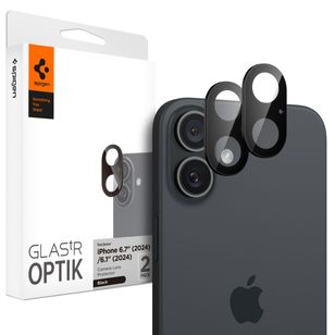 Spigen GLAStR EZ Fit Optik Camera Protector 2 Pack Apple iPhone 16 Plus - Black