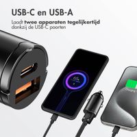 Accezz Autolader | Snellader met 2 poorten - USB-A 30 watt + USB-C 65 watt - Zwart