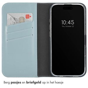 Selencia Echt Lederen Bookcase iPhone 16 Pro Max - Air Blue