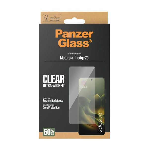 PanzerGlass Ultra-Wide Fit Anti-Bacterial Screenprotector incl. applicator Motorola Edge 70