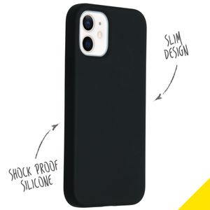 Accezz Liquid Silicone Backcover iPhone 12 Mini - Zwart