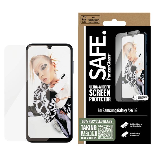 SAFE by PanzerGlass Ultra-Wide Fit Screenprotector incl. applicator Samsung Galaxy A26