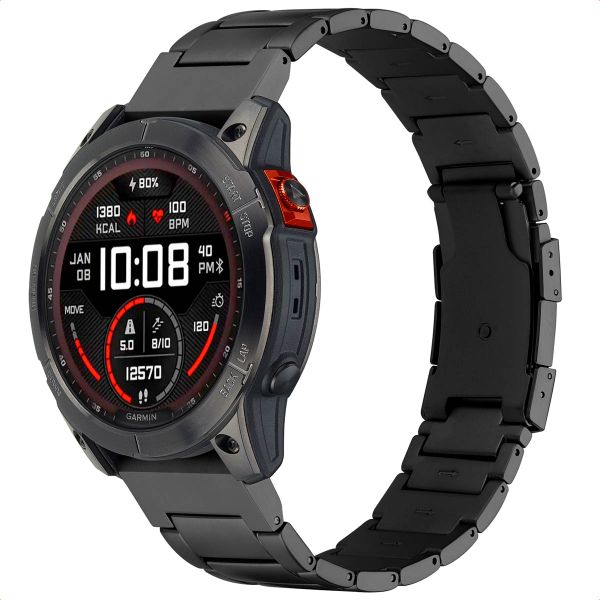 Accezz Mat Titanium bandje voor de Garmin Quickfit 26mm - Zwart