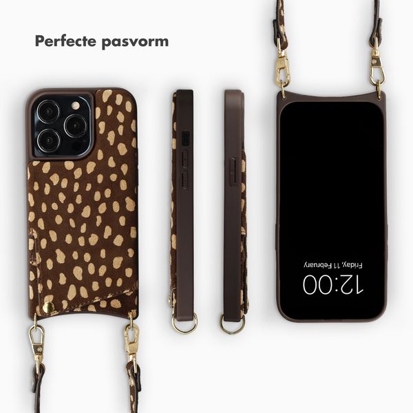 Selencia Nova Real Leather Backcover met Koord en Pashouder Apple iPhone 13 Pro - Fawn Chic