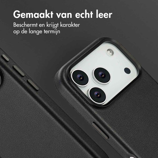 Accezz Echt leren hoesje + MagSafe Wallet Apple iPhone 17 Pro Max - Onyx Black