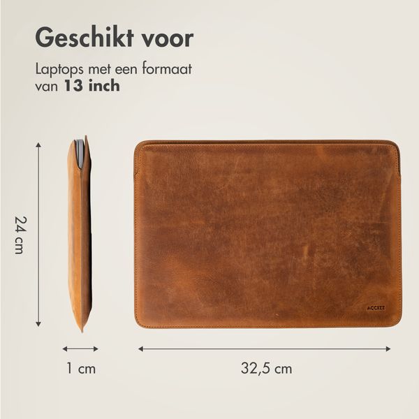 Accezz Leather Laptop hoes Apple MacBook 13 inch - Laptopsleeve - Cognac