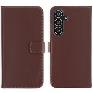 Selencia Echt Leren Bookcase Samsung Galaxy S25 FE - Donkerbruin