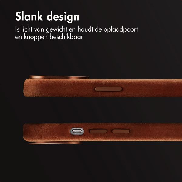 Accezz Vintage Leather Magsafe Backcover iPhone 15 - Tabacco Cognac