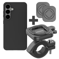 Accezz EasyLock telefoonhouder fiets - inclusief hoesje Samsung Galaxy S24 - Aluminium - 360 graden draaibaar - Zwart