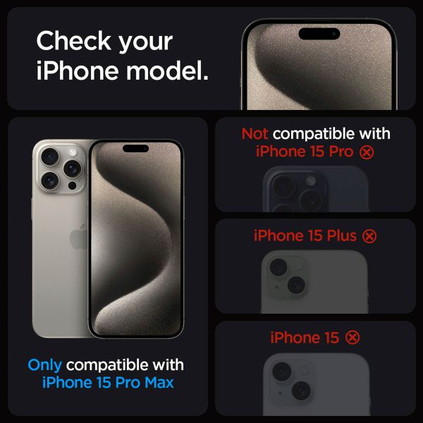Spigen EZ Fit GLAS.tR met installatietray - Privacy Glass - 1 pack Apple iPhone 15 Pro Max