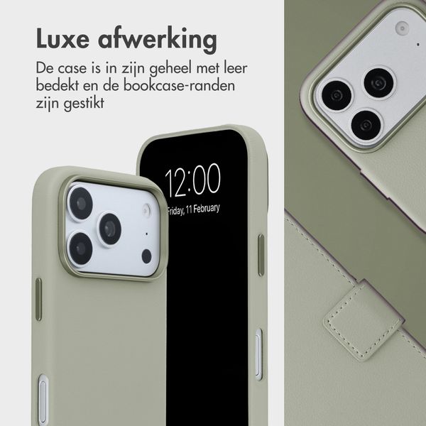 Accezz Leather Bookcase 2-in-1 met MagSafe Apple iPhone 18 Pro / 17 Pro - Light Grey