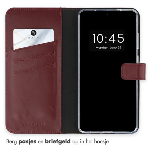 Selencia Echt Leren Bookcase Samsung Galaxy S25 Ultra - Burgundy