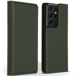 Accezz Premium Leather Slim Bookcase Samsung Galaxy S21 Ultra - Groen