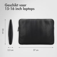 Accezz Leather Laptop hoes met rits 15-16 inch - Laptopsleeve - Zwart