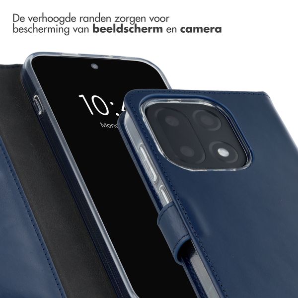 Selencia Echt Leren Bookcase OnePlus 15 - Donkerblauw