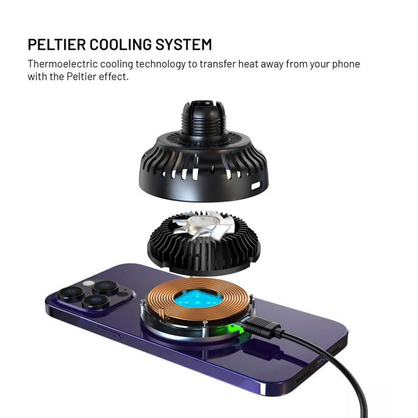Fixed MagCool - telefoonhouder auto - Ventilatierooster - MagSafe - Draadloos opladen - Zwart