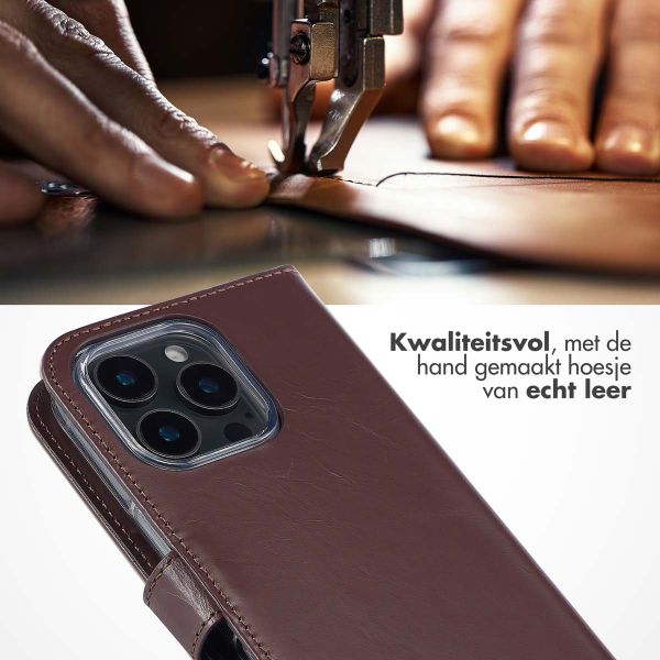Selencia Echt Leren Bookcase Apple iPhone 16 Pro Max - Bruin