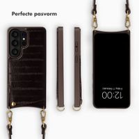 Selencia Nova Real Leather Backcover met Koord en Pashouder Samsung Galaxy S26 Ultra - Dark Chocolate