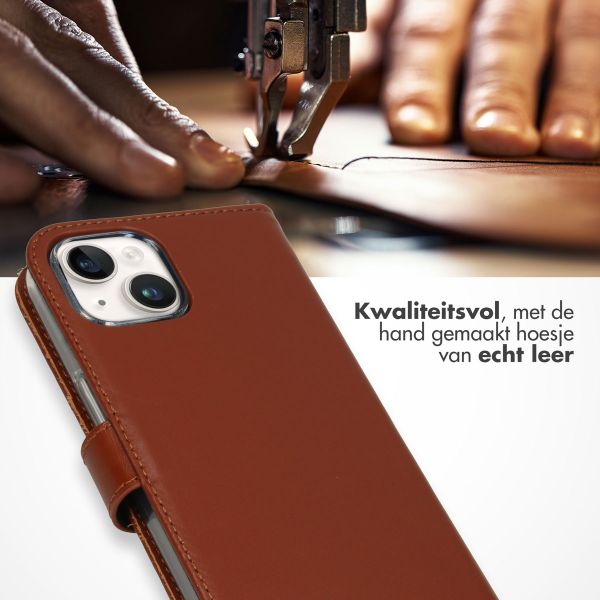 Selencia Echt Leren Bookcase Apple iPhone 15 Plus - Lichtbruin