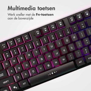 imoshion Gaming Keyboard met RGB lichten - Bedraad gaming toetsenbord met USB-A aansluiting - QWERTY - Zwart