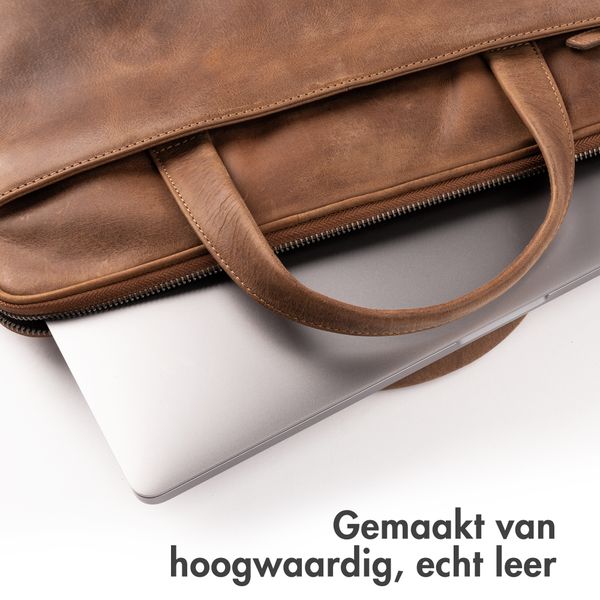 Accezz Leather Laptoptas 16 inch - Cognac