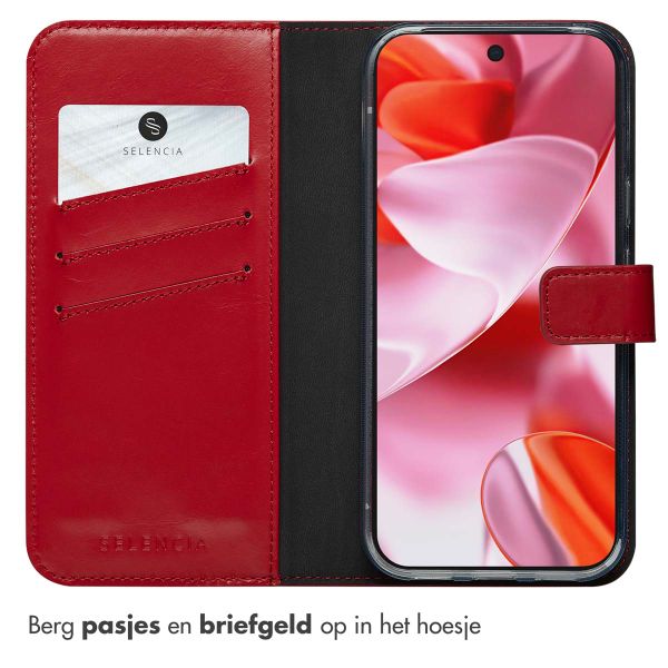 Selencia Echt Leren Bookcase Google Pixel 10 / 10 Pro - Red