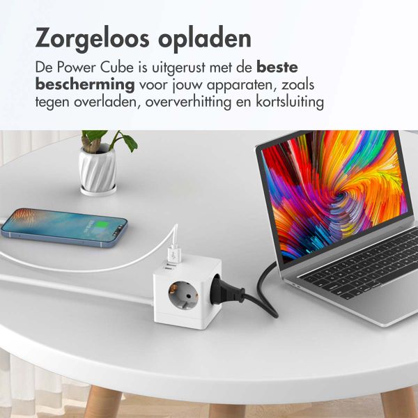 Accezz PowerCube Strip | 6-in-1 - 1x USB-C + 2x USB-A + 3x stopcontact - 4000 watt - Wit