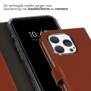 Selencia Echt Lederen Bookcase iPhone 15 Pro - Lichtbruin