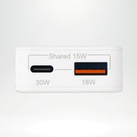 Accezz Ultra Slim GaN Oplader - USB-C + USB-A - 30W - Wit