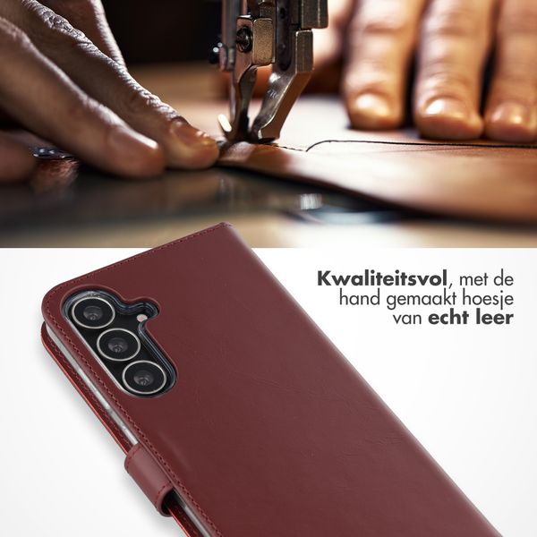 Selencia Echt Leren Bookcase Samsung Galaxy S25 FE - Burgundy