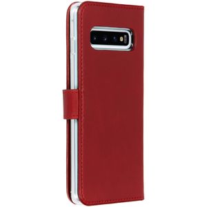 Selencia Echt Lederen Bookcase Samsung Galaxy S10 - Rood