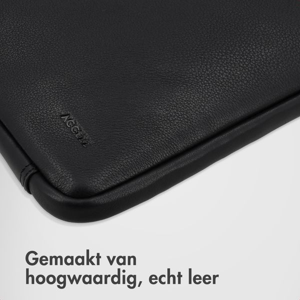 Accezz Leather Laptop hoes met rits 13-14 inch - Laptopsleeve - Zwart