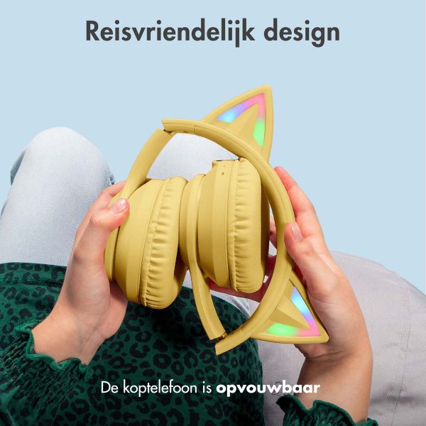 imoshion Draadloze Kinderkoptelefoon LED Light Cat Ear - Met AUX kabel - Geel